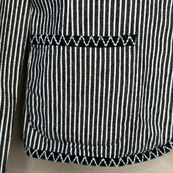 Talbots Black and White Striped Jean Jacket Blazer Size 8 - Picture 5 of 13